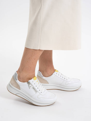 Ara 12-27540-03 White/Limoncello Leather Sneakers H-fit
