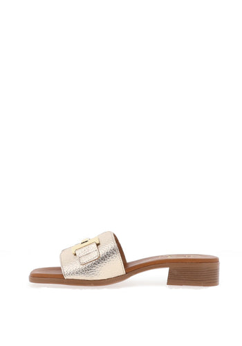 Oh! My Sandals - 5605 Gold Leather Sliders