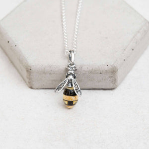 Amber Charm - Baltic Amber Bee Pendant Necklace Sterling Silver Bee: Pendant + chain