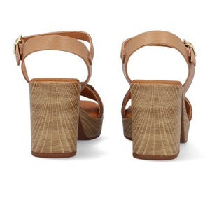 Oh! My Sandals - 5636 Taupe Block Heeled Leather Sandals