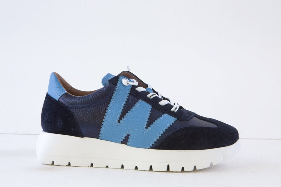 Wonders - RACER Leather A-2476 Navy/Sky Blue Trainers