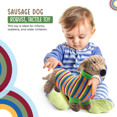Best Years Knitted Sausage Dog Soft Toy Teddy with Stripe Jumper BY4514