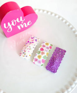 Dainty Delights - 2.5" Rectangle Scallop Snap Clip 3pack