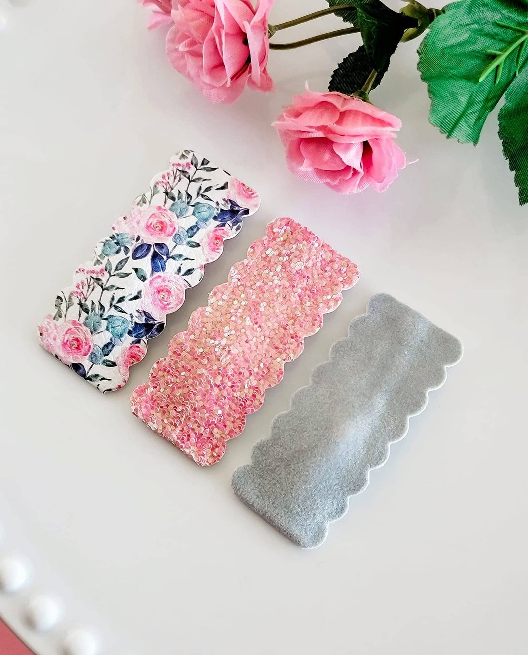 Dainty Delights Creations - 2.5 Rectangle Scallop Snap Clip 3pk-Primrose