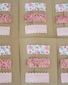 Dainty Delights Creations - 2.5" Rectangle Scallop Snap Clip Set of 3-Tea and Cakes