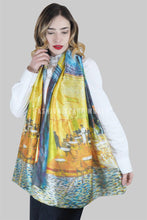 Fashion Scarf - Van Gogh Terrace At Night Print Silk Mix Scarf SC-3463