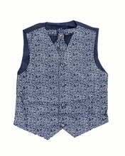 Vivaki Navy Swirl Waistcoat, Tie, Pocket square Set