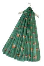 Fashion Scarf - Beagle Dog/Puppy Print Frayed Scarf: Green SC-7761-E