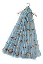 Fashion Scarf - Beagle Dog/Puppy Print Frayed Scarf Grey SC-7761-C