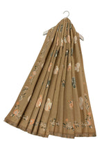 Fashion Scarf - Squirrel & Floral Soft Woven Frayed Scarf: Coffee SC-7894