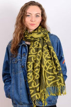 Celtic Ore Crafts - IRS-008B Celtic Trad Pashmina: Olive Green / 65cm x 190cm