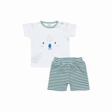 FS Baby - 16856 - Organic cotton - T-shirt + shorts - Offwhite/green