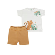 FS Baby - 16106 - Organic cotton t-shirt + shorts (waffle) - Offwhite/orange