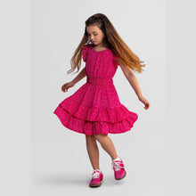 Minoti - 44648 Floral Frill Sleeve Dress, Tiered, Pink