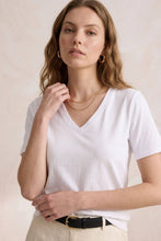 J.W. Atelier - 100% cotton V-neck short-sleeve T-shirt: White