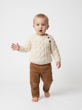 Aran Woollen Mills - Shepley Baby Aran Wool Crew Neck Sweater - Cream