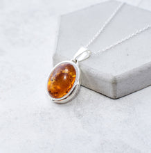 Amber Charm - Baltic Amber Locket Pendant Necklace Sterling Silver Locket