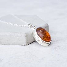 Amber Charm - Baltic Amber Locket Pendant Necklace Sterling Silver Locket