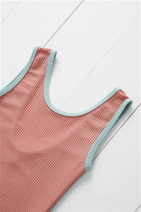 Grass & Air - Rose Ribbed Kids Swimsuit
