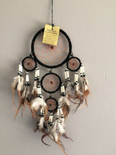 ETHNIKDECO - Authentic Native American Black Dream Catcher in Feathers, Leather and Bones