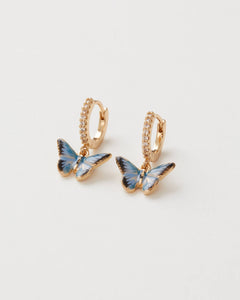 Fable - Enamel Blue Butterfly Huggie Earrings