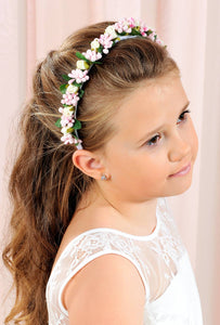 Bajabella - W301 Girl's Hairband, white with flowers
