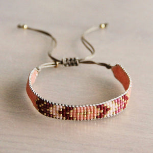 Bazou - Weaving Bracelet - Salmon/Red/Pink/Gold Plated SS121