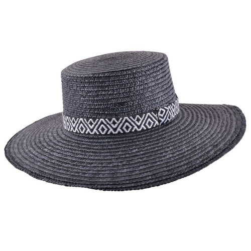 Pork Pie Straw Hat - Black One Size