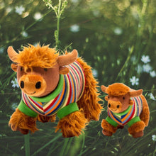 Best Years Knitted Highland Cow Soft Toy in Stripe Jumper BY5436