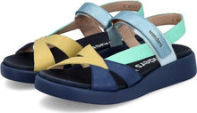 Wonders C-6552 MAR 52 Navy/Mint/Yellow Leather Sandals