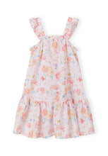 Minoti - 42801 Girls shoulder strap tiered dress with frill, 100% Cotton, Pink
