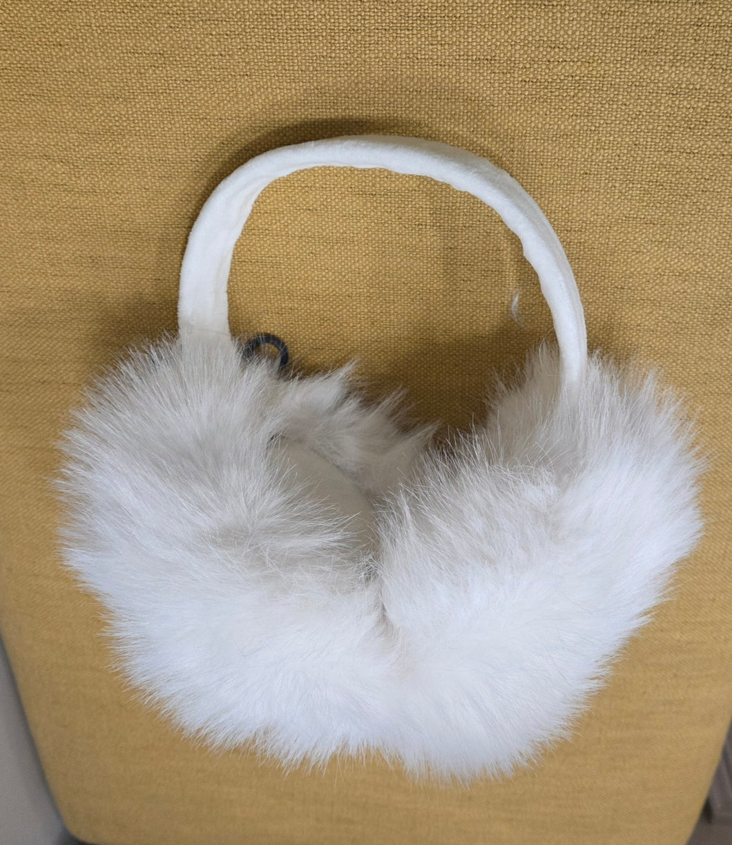 Arabella White faux fur muffs