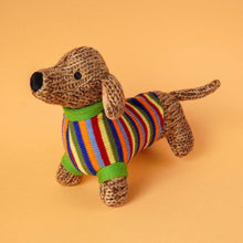 Best Years Knitted Sausage Dog Soft Toy Teddy with Stripe Jumper BY4514