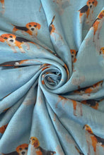 Fashion Scarf - Beagle Dog/Puppy Print Frayed Scarf Grey SC-7761-C
