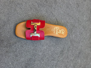 Oh! My Sandals - 5605 Red Leather Sliders