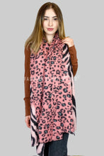 Fashion Scarf - Fashion Leopard and Zebra Print Wool Scarf: Pink SC-3677