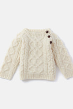 Aran Woollen Mills - Shepley Baby Aran Wool Crew Neck Sweater - Cream