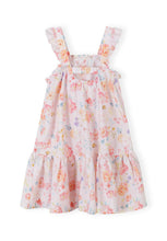 Minoti - 42801 Girls shoulder strap tiered dress with frill, 100% Cotton, Pink