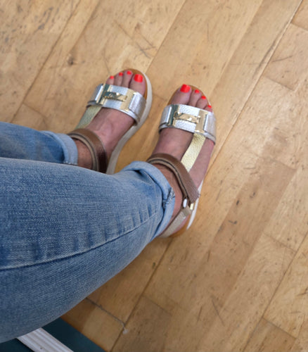 Oh! My Sandals - 5671 Metallic Platform Leather Sandals
