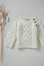 Aran Woollen Mills - Shepley Baby Aran Wool Crew Neck Sweater - Cream