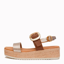Oh! My Sandals 6024 Taupe/Gold Espadrille