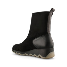 Wonders C-7632 Black Leather Boots with front zip & animal print detail