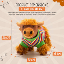 Best Years Knitted Highland Cow Soft Toy in Stripe Jumper BY5436