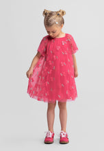 Minoti - 44633 Tulle Party Dress, Pink Sequin Cherry, Angel Sleeves, Pink