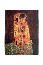 Fashion Scarf - Klimt 'The Kiss' Painting Print Silk Mix Scarf: Brown SC-5025