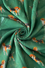 Fashion Scarf - Beagle Dog/Puppy Print Frayed Scarf: Green SC-7761-E