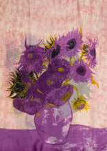 Fashion Scarf - Colourful Van Gogh Sunflowers Silk Scarf: Purple SC-3628