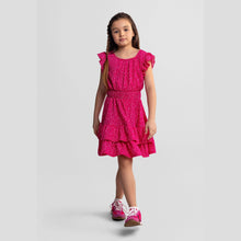 Minoti - 44648 Floral Frill Sleeve Dress, Tiered, Pink