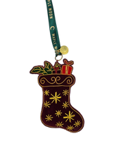 Maple Moon - Felt and Fabric Velvet Beaded Stocking