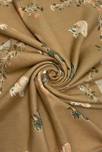 Fashion Scarf - Squirrel & Floral Soft Woven Frayed Scarf: Coffee SC-7894
